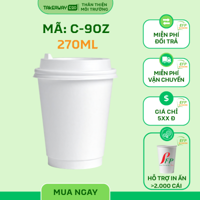 Ly giấy 9oz - 270ml (Ly giấy dùng nóng/lạnh)